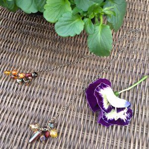 3/$25 vintage y2k 00s beaded lariat necklace handmade